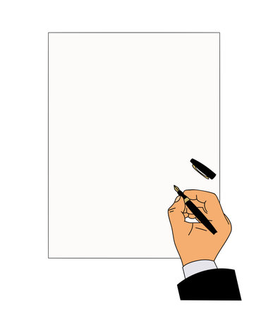 Hand holding pen and signing business contract.のイラスト素材