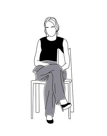 Business woman sitting on an office chair vector.のイラスト素材