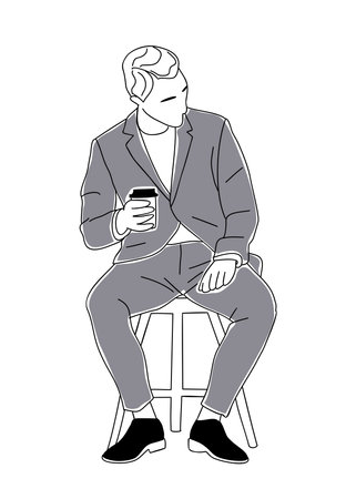 Business man sitting on office chair vector.のイラスト素材