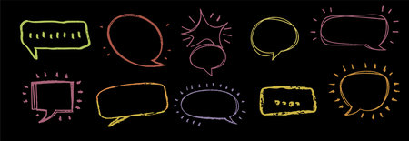 Set of hand drawn speech and thinking bubbles.のイラスト素材