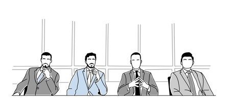 Business men CEO sitting in row in conference roomのイラスト素材