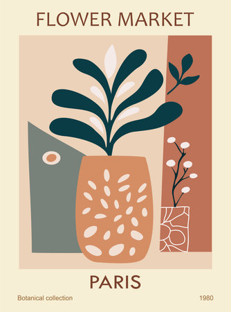 Flower Market Paris poster vector art print.のイラスト素材