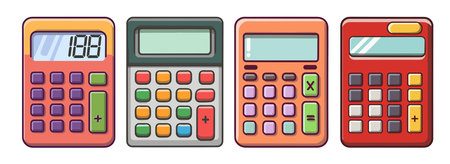 Set of colorful calculator icons vector isolated.のイラスト素材