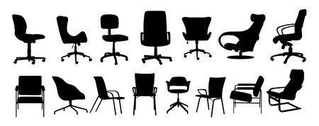 Set of different office chairs vector isolated.のイラスト素材