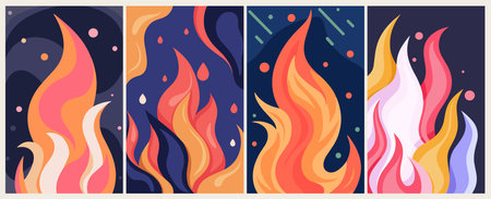 Abstract fire flame backgrounds vector art set.のイラスト素材