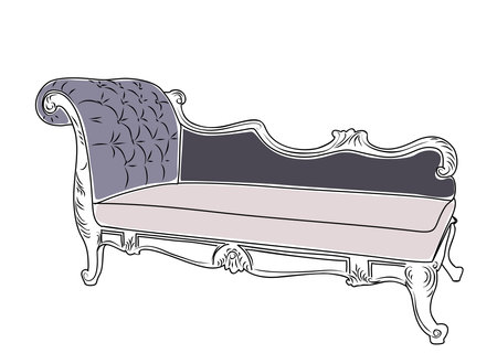 Hand-drawn sketch of antique sofa, bench vector.のイラスト素材