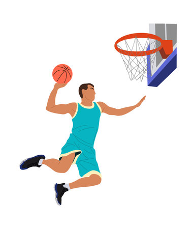 Basketball player dunking the ball vector isolatedのイラスト素材