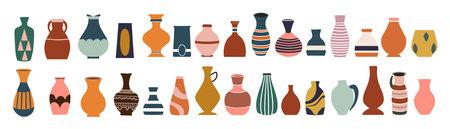 Collection of trendy flower vases vector isolated.のイラスト素材