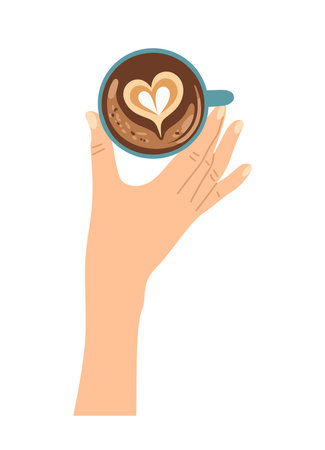 Woman hand holding cup with coffee vector isolatedのイラスト素材