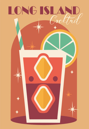 Long Island Cocktail retro poster vector art.のイラスト素材