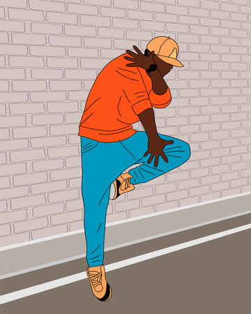 Black guy dancer hip hop, breakdance vector.のイラスト素材