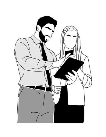 Business couple working together on digital tabletのイラスト素材