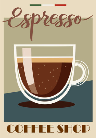 Espresso Coffee poster design in retro style.のイラスト素材