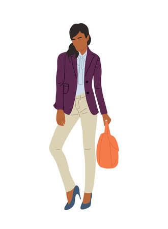 Black business woman vector illustration on white.のイラスト素材