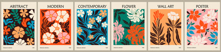 Set of abstract Flower Market art posters.