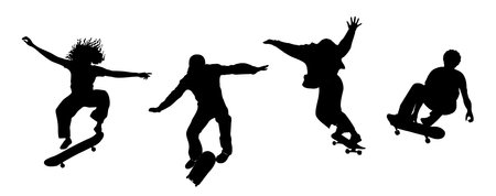 Set of silhouettes boys and girls Skaters.のイラスト素材