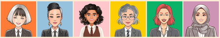 Set of multiethnic multiracial women icon avatarsのイラスト素材