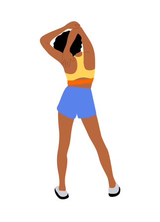 Sportive young woman doing fitness exercise vectorのイラスト素材