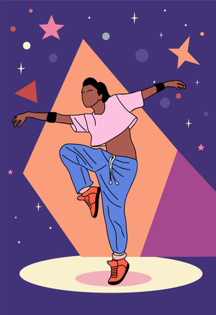 Dance poster with young girl dancer vector.のイラスト素材