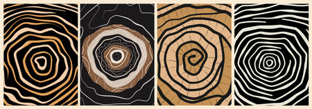 Set of modern abstract tree rings backgrounds.のイラスト素材