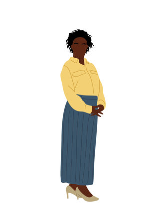 Modern black business woman in casual outfit.のイラスト素材