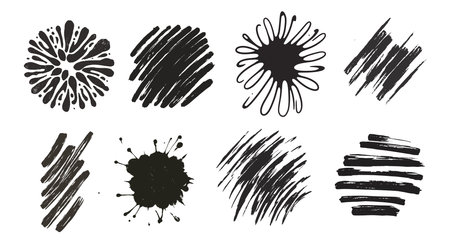 Black Paint splat, Splash, brush stroke vector setのイラスト素材