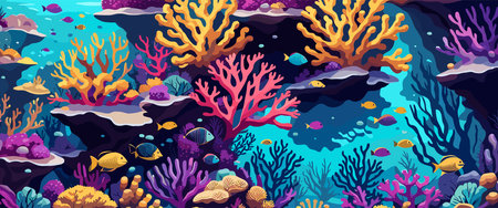 Under water colorful vector art background, bannerのイラスト素材