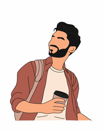 Business man with morning coffee vector isolatedのイラスト素材