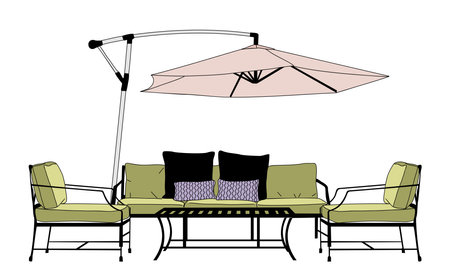 Outdoor, porch zone, garden yard, Patio furnitureのイラスト素材