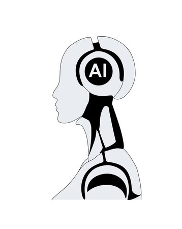 Humanoid robot, bot. AI concept vector ilosatedのイラスト素材