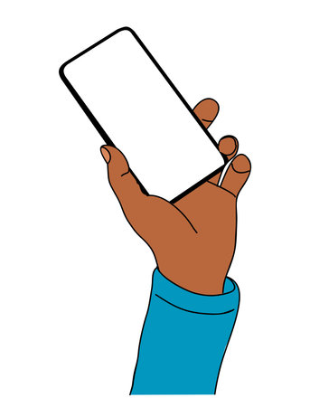 Mobile phone screen in hand vector isolatedのイラスト素材