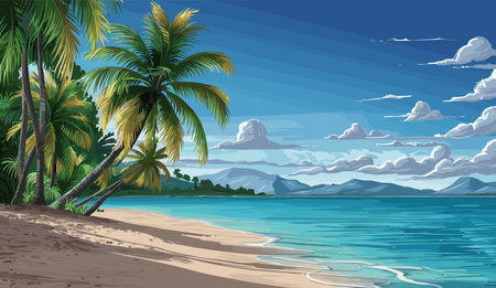 Tropical Sea beach background landscape vector artのイラスト素材