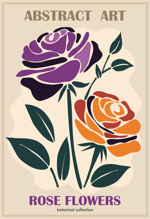Abstract Roses flower poster vector wall artのイラスト素材