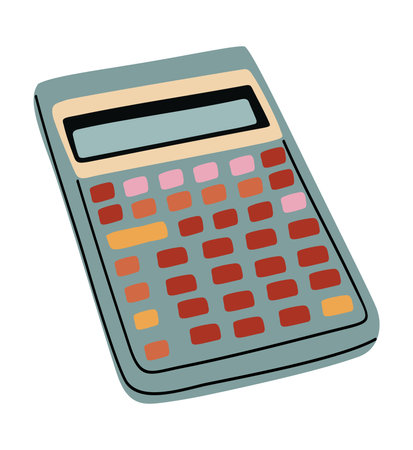 A colorful calculator with pink and orange keypadのイラスト素材