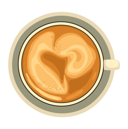 Top view of latte, cappuccino mug with milk foamのイラスト素材