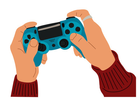 Hand holding video game controller vector isolated