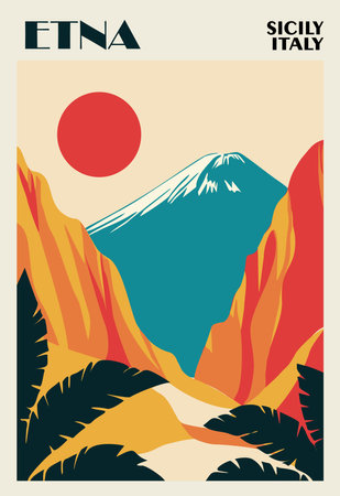 Sicily, Italy travel poster in retro styleのイラスト素材