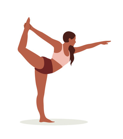 Young woman practicing yoga asana Lord of danceのイラスト素材
