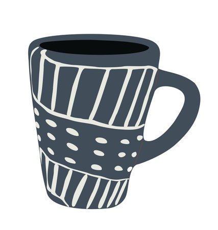 Hand drawn ceramic coffee mug vector illustrationのイラスト素材