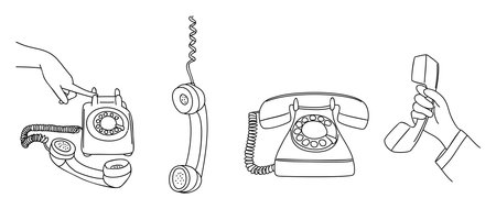 Vector set of rotary phones and handsetsのイラスト素材