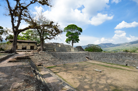 Structures of East court at Copan archaeological site of Maya civilization in Hondurasの写真素材