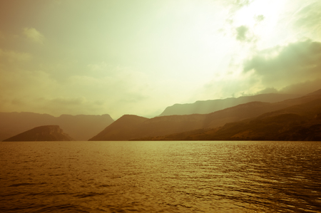 Foggy and misty lasndcapes of Sumidero Canyons in the state of Chiapas, Mexicoの写真素材