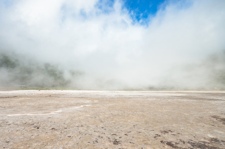 The cloud came down into the crater of Tecapa volcano, near the town of Alegria in El Salvadorの写真素材