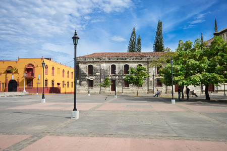 The main plaza of the colonial city of Leon, Nicaraguaのeditorial素材