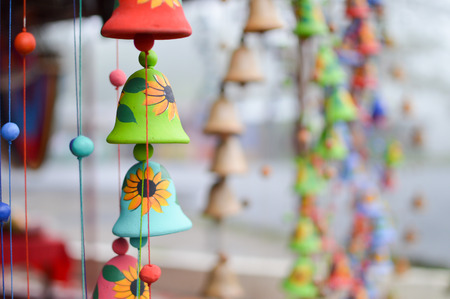 Ceramic handycrafts sold in the shops along the main road of San Juan Oriente in the highlands between Granada and Masaya, Nicaraguaの写真素材