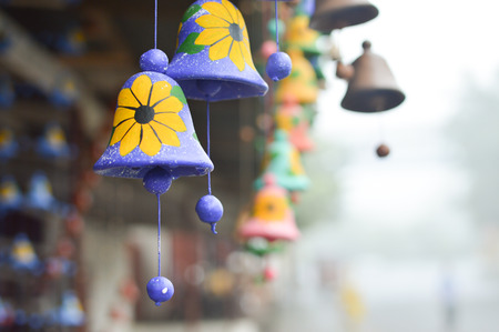 Ceramic handycrafts sold in the shops along the main road of San Juan Oriente in the highlands between Granada and Masaya, Nicaraguaの写真素材