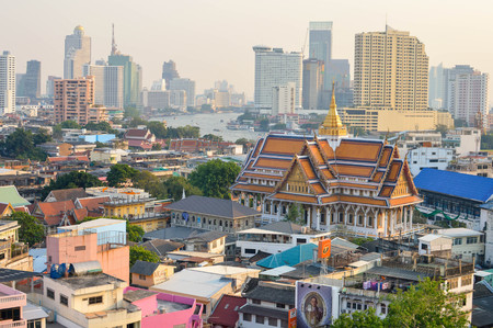 Bangkok, Thailand - February 18, 2017: Aerial view of Bangkok, Thailand seen from the rooftop in...
