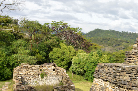 Some of the pyramids of Tonina archaeological site with landscapes of Ocosingo in Chiapas, Mexicoのeditorial素材