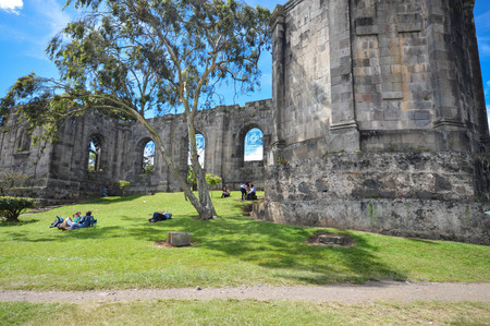 Santiago Apostol Parish Ruins in in the city of Cartago, Costa Rica. The site was never completed and what had been built was destroyed by numerous earthquakesのeditorial素材
