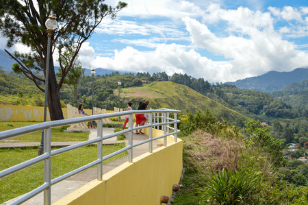 Observation deck with the landscapes of the highlands of Boquete and Caldera River, Chiriqui region of Panamaのeditorial素材